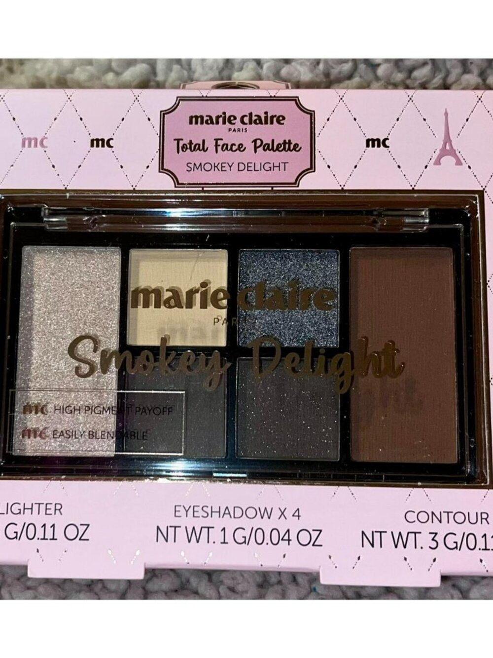 Marie Claire Paris Total Face Palette Smokey Delight With Highlighter Eyeshadow
